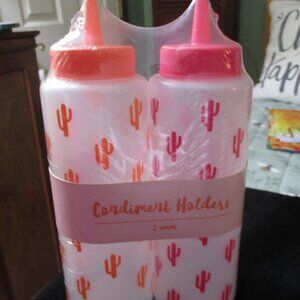 Set of Two Cactus Design Condiment Holders